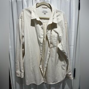 American Eagle Outfitters Cream Button Down Shirt Cotton Corduroy Size XLarge